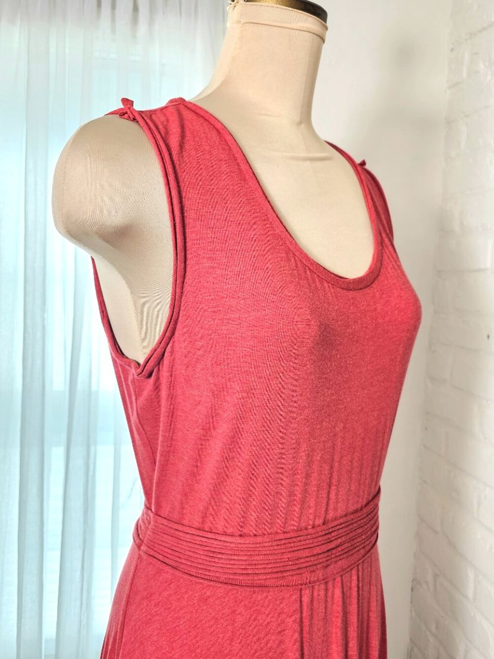 Max Studio Knit Midi Dress Size L NWT Coral Sleeveless Fit & Flare - Picture 7 of 10